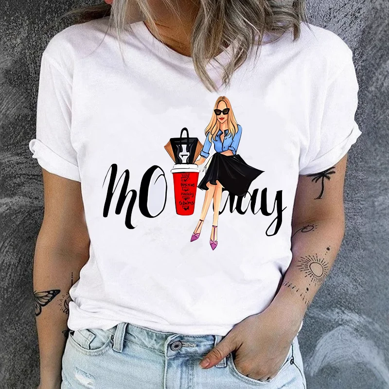 Women's Round-Neck Short-Sleeved Shirt Unique Print Pattern Casual T-Shirt Tower Fashion Girls Collection modal fabric Summer