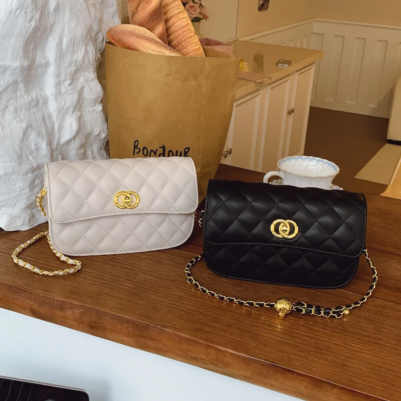 2025 Bolso acolchado con cadena para mujer: bolso de hombro tipo bandolera 2 en 1 inspirado en Chanel minimalista de lujo