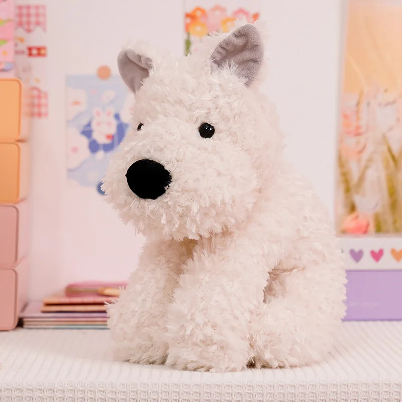 Adorable Simulation Puppy Doll Fluffy Hair West Highland Dog White Terrier Plushie Soft Plush Toy Stuffed Animals Birthday Gift