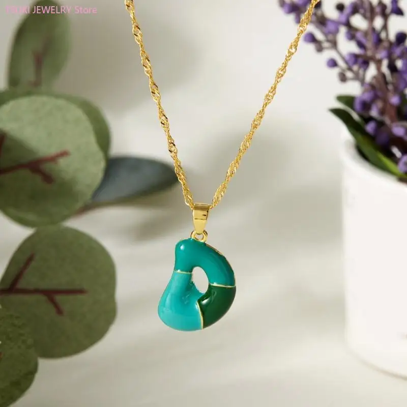 62KE حرف نابض بالحياة قلادة مصنوعة من خليط معدني ملابس الحفلات سلسلة الترقوة الأساسية الحساسة هدية لأعياد ميلاد الأصدقاء #5