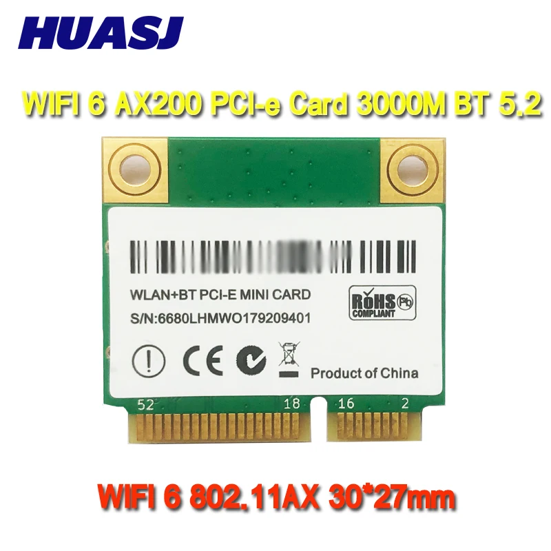 Huasj wifi 6 6e 802.11ax ax200 ax210  mini pci-e ax3000h  bluetooth 5.2 2.4ghz/5ghz adaptador pk 9260ac 8265ac 7265ac 7260ac