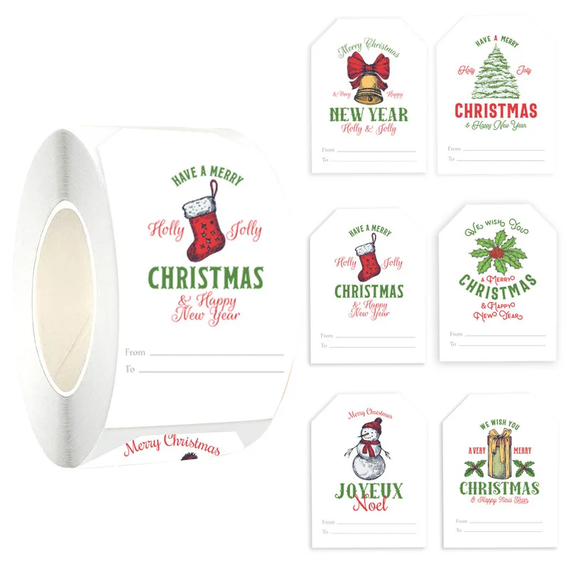 300pcs roll of stickers, a Christmas holiday decoration and gift series of adhesive stickers and labels