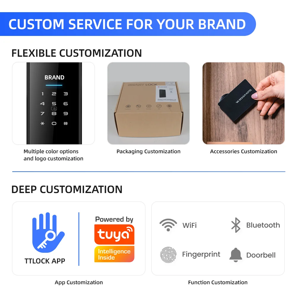 أرقام الأمن مقبض إلكتروني كهربائي رقمي Tuya Ttlock Cerraduras Inteligentes Con Wifi مفاتيح بصمة الباب أقفال ذكية