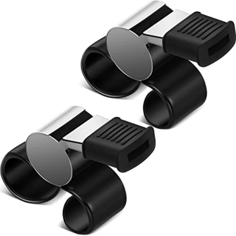 2 Pieces Finger Grip Whistle Official Hockey Referee Whistle Football Soccer Hand Held Whistle Metallic Loud Sports Whistle wit