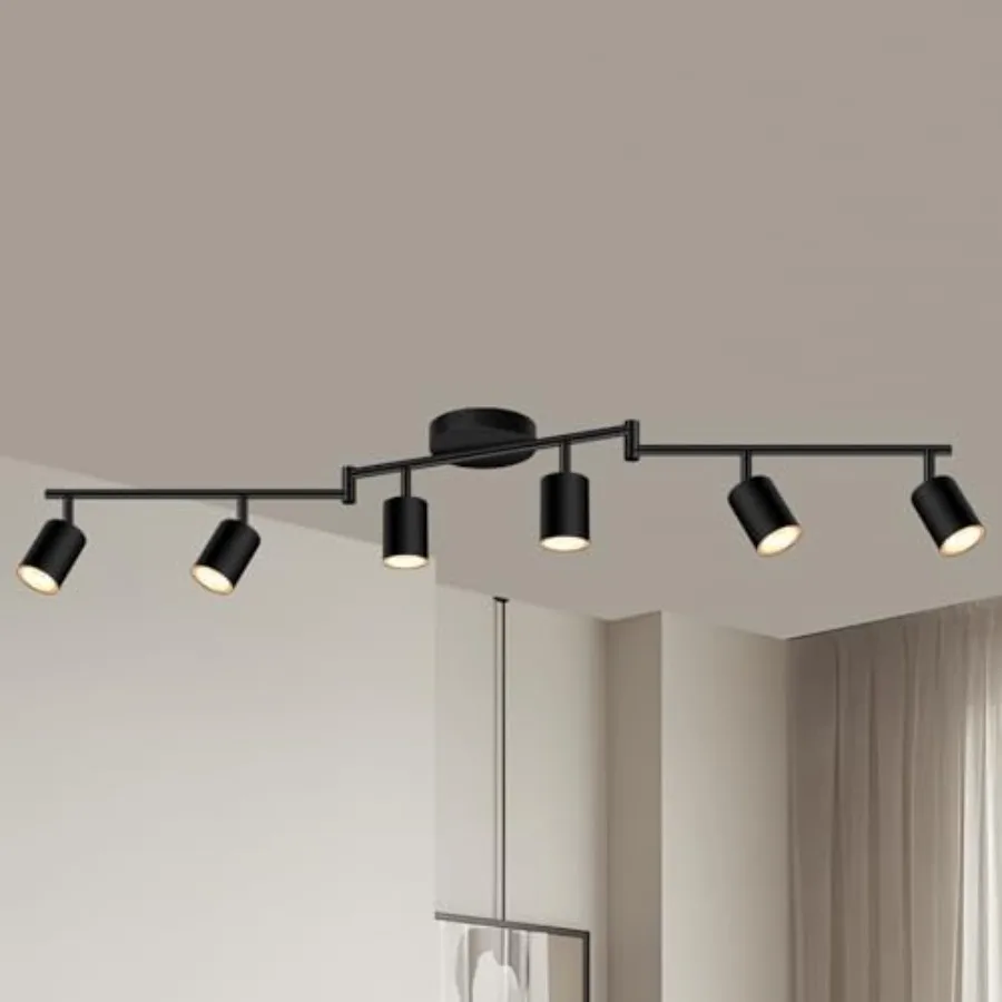 Track ing Fixtures Ceiling, Matte Black Kichen Track Lighting Fixtures with Rotatable Light Heads, Foldable Lamp Arms, Modern L