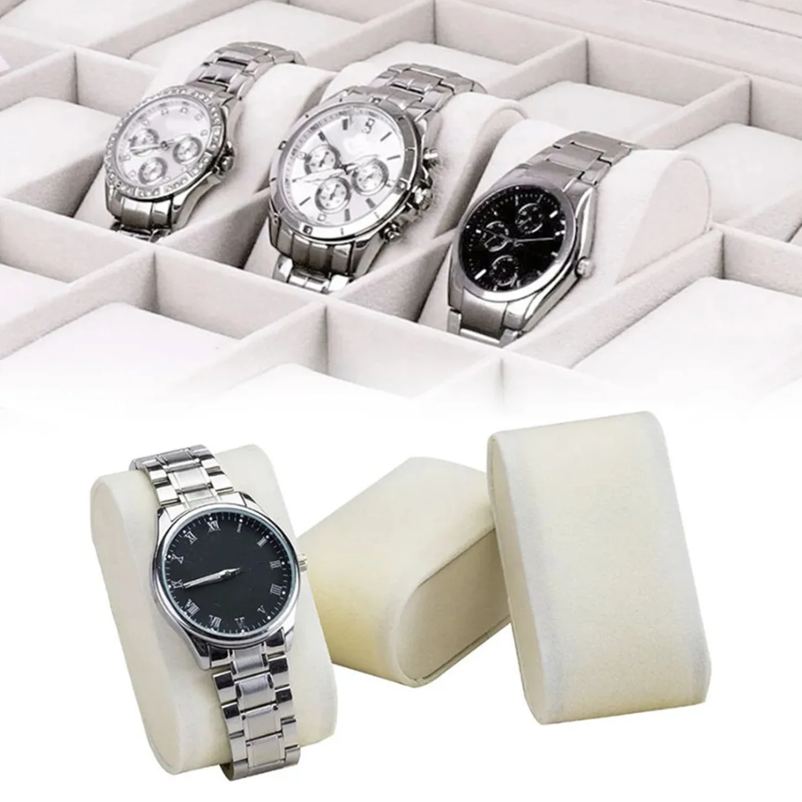 Watch Support Pillow Watch Storage Box Velvet Pillow Holder Household Commercial Watch Display Frame Velvet Bracket Stand 1pc