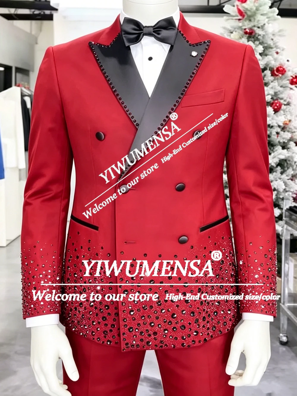 Brilliant Beading Stones Suit Men For Wedding Double Breasted Jacket Pants 2 Piece Set s Groom Tuxedos Formal Terno Masculinos