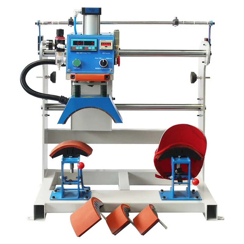 

Double Station Hat Heat Press Machine Automatic Pneumatic Cap Press Machine Flatbed Printer New