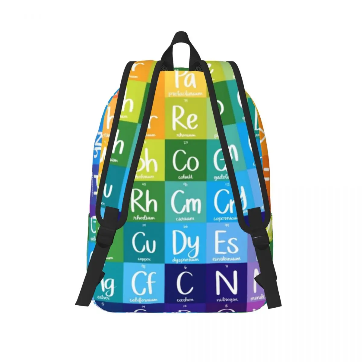 Mochila De química con gradiente de arcoíris, tabla periódica de elementos para preescolar, escuela primaria, estudiante, mochila de día para niño y niña