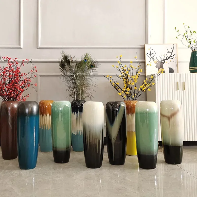 Large Ceramic Tall Floor Vases For Living Room Modern Simple Chinese Style Flower Arrangement Ornaments Home Decore