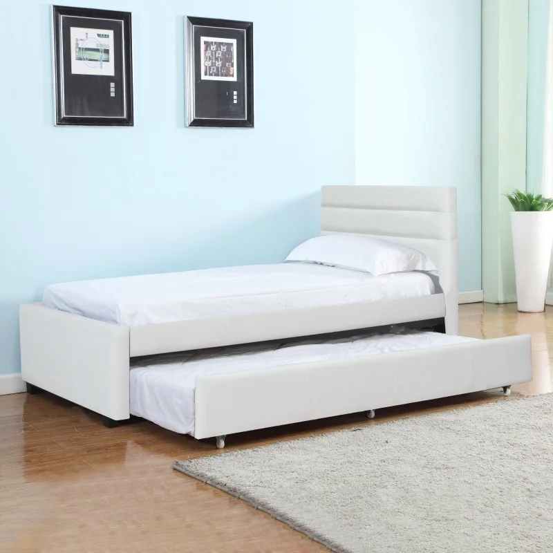 

Cross-border Supply Nordic Style Bedroom or Living Room Upholstered Sofa Bed Upholstery Day Bed with Twin Trundlepromote sales