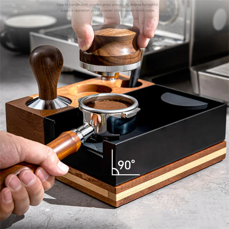 51/54/58mm Coffee Tamper Holder Espresso Knock Box Storage Rack Wooden Filling Support Base Tamper Station Espresso Tamper Mat