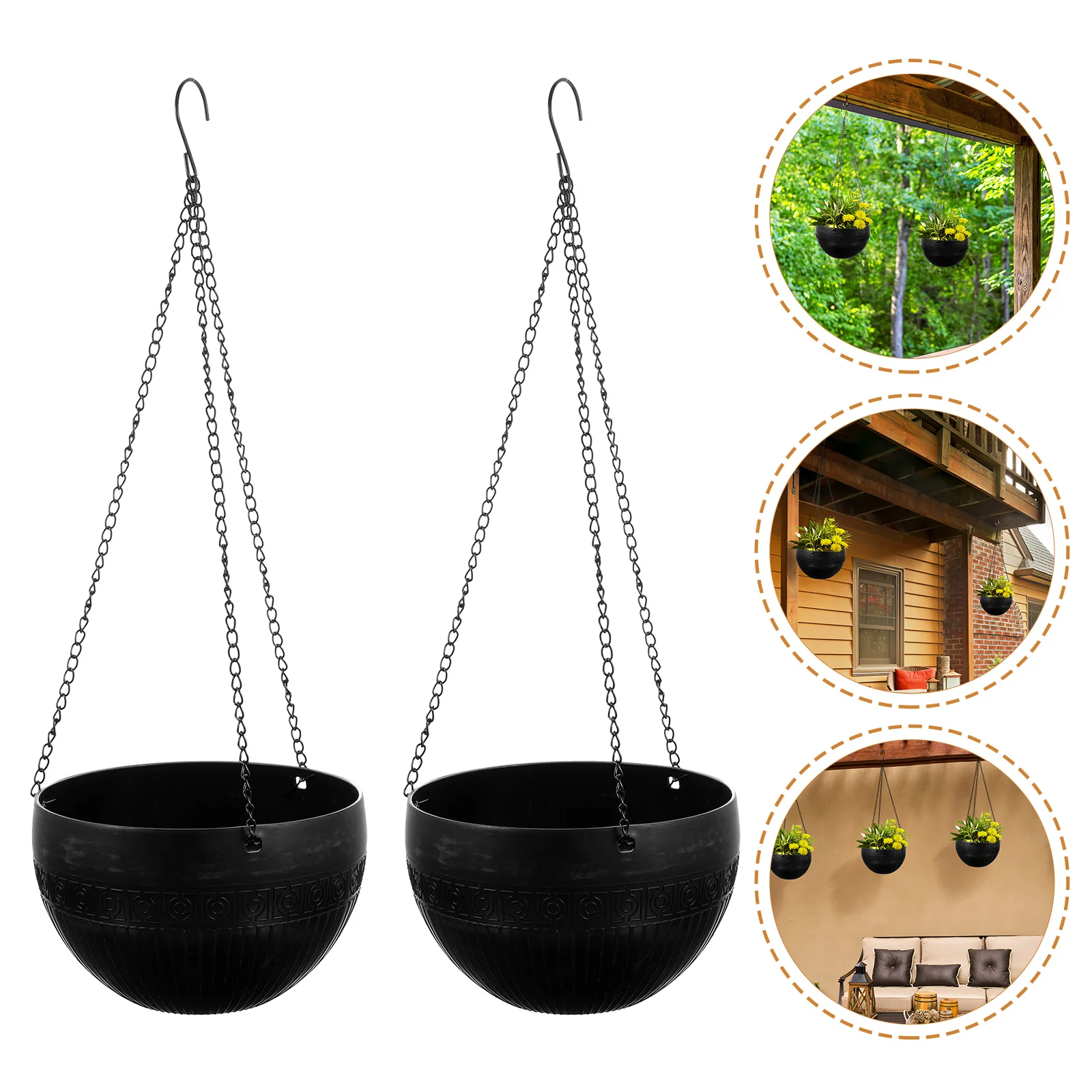 

2pcs Self Watering Hanging Planter For Indoor Outdoor Use Flower Pot With Drainage Net Balcony Garden Heavy Duty Hanging Plant