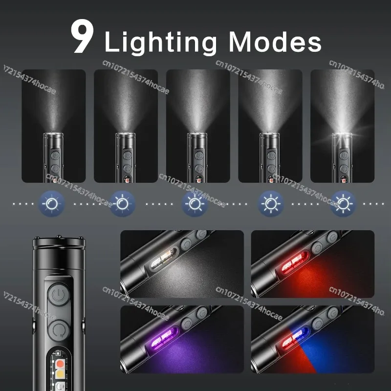 500 Lumens Rechargeable Keychain Flashlight Glow Mini EDC Pocket Camping Flashlight Magnetic Strap Side Light