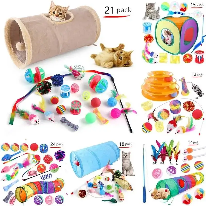 

Cat Toy Mouse Shape Ball Foldable Cats Play Tunnel Chat Funny Cat Tent Simulation Fish Combination Set Kitten Supplie Accessorie