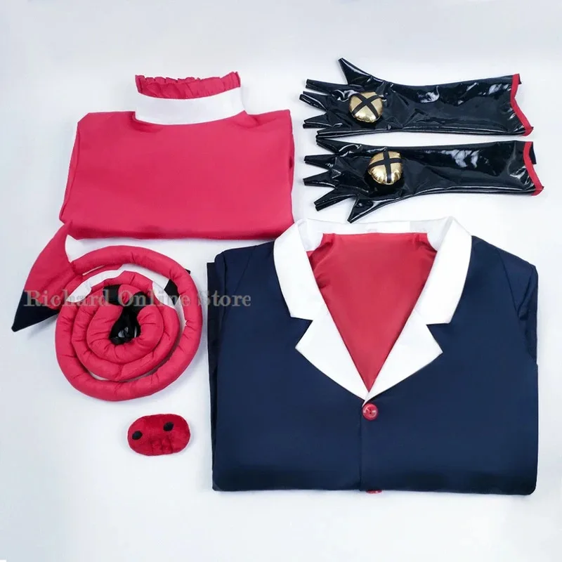 Dd12anime hazbin hellvua blitzo blitz chefe traje demônio chifre imp uniforme roupa buckzo cosplay roupas festa de halloween