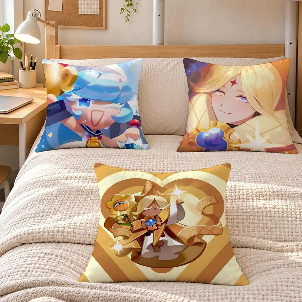 Game Cookie Run V-Vanilla Cookie Cushion Cover Soft Short Plush Sofa Bedroom Den Car Dorm Decor Gifts