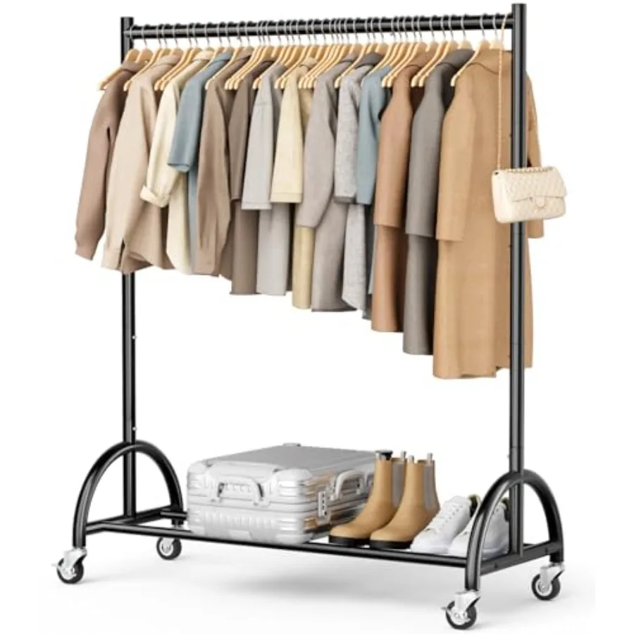 

Heavy Duty Clothing Rack with Wheels Rolling Clothes Racks for Hanging Clothes Coats Garment Dress