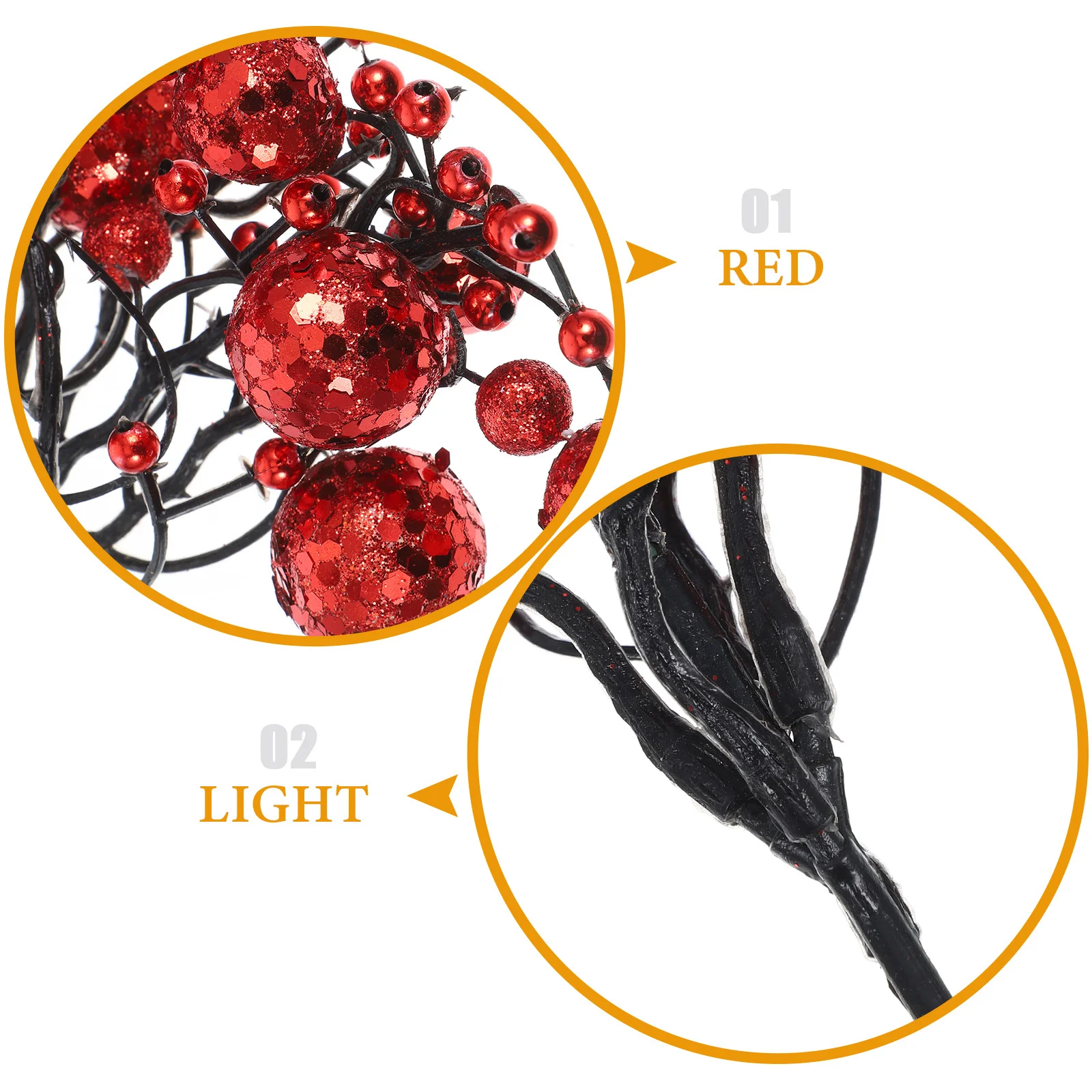 بريق الاصطناعي التوت الجذعية الديكور الأحمر عيد الميلاد يختار البريق شجرة عيد الميلاد الأغصان DIY بها بنفسك المواد الحرفية الجمال طويل الأمد