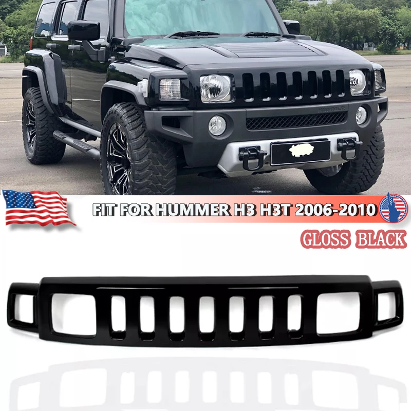 

Glossy Black Front Grille Replace For Hummer H3 H3T 2006-2010 Factory Style Front Bumper Upper Grille Modified Grill Accessories