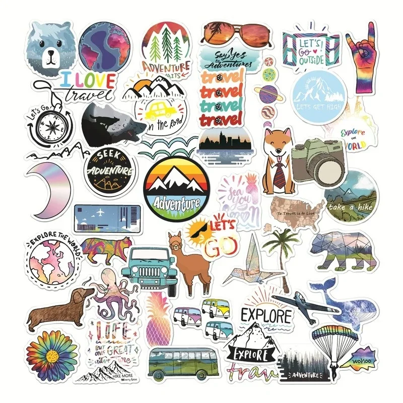 1Set =50PCS Graffiti Stickers Popular Elements Outdoor Travel Small Fresh Suitcase Stickers Waterproof