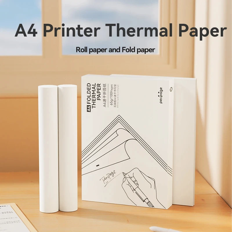 A4 Thermal Paper Quick-Dry Writing 2Rolls 2-3 Years Image Last Time BPA Free Waterproof Anti-Resistance Anti-Oil PeriPage Paper