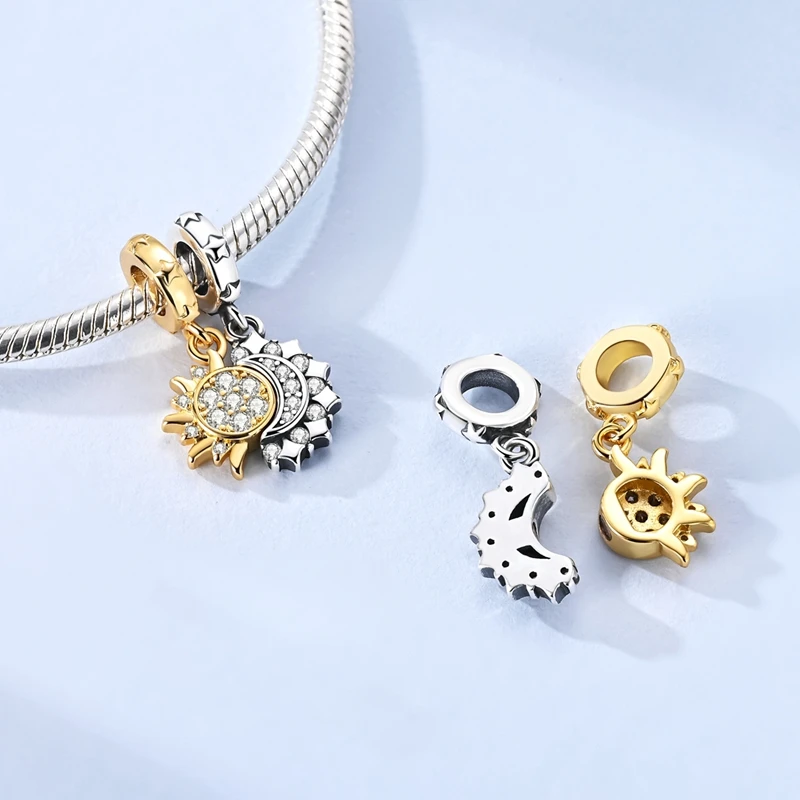 New 925 Sterling Silver Sun Moon Colorful Jellyfish Dance Shoes Charms Pendant Fit Original Bracelet DIY Women Fine Jewelry Gift