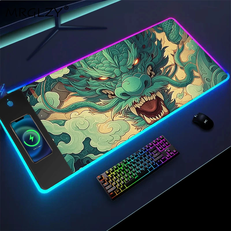 Wireless Charging Mouse Pad Dragon Extended Pad Gaming Accessories Desk Mat Keyboard Office Mousepad Pc Gamer Rug Setup Deskmat