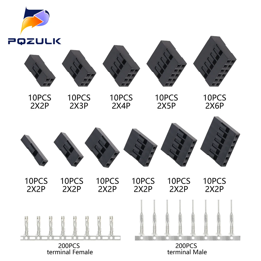 620Pcs/Box 2.54mm Housing Cable Jumper Wire Connector Kit 1/2/3/4/5/6/8Pin Male Crimp Pins+Female Pin Terminal Pin Header