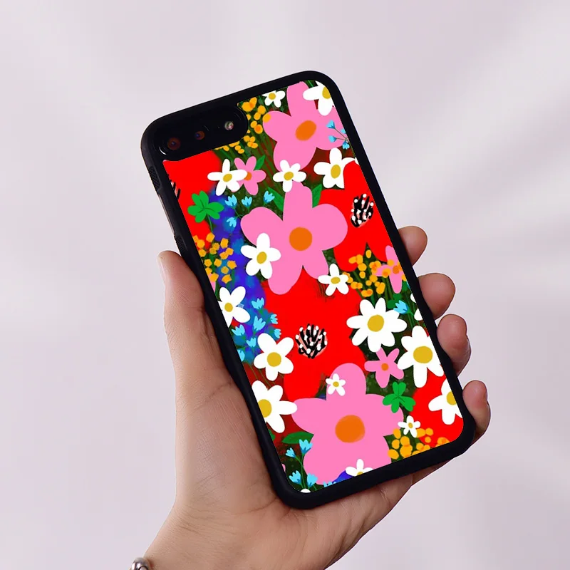 Wildflower Silicone Rubber Phone Case Cover for iPhone 6 6S 7 8 Plus X XS XR 11 12 13 14 15 Mini Pro Max Flower Power