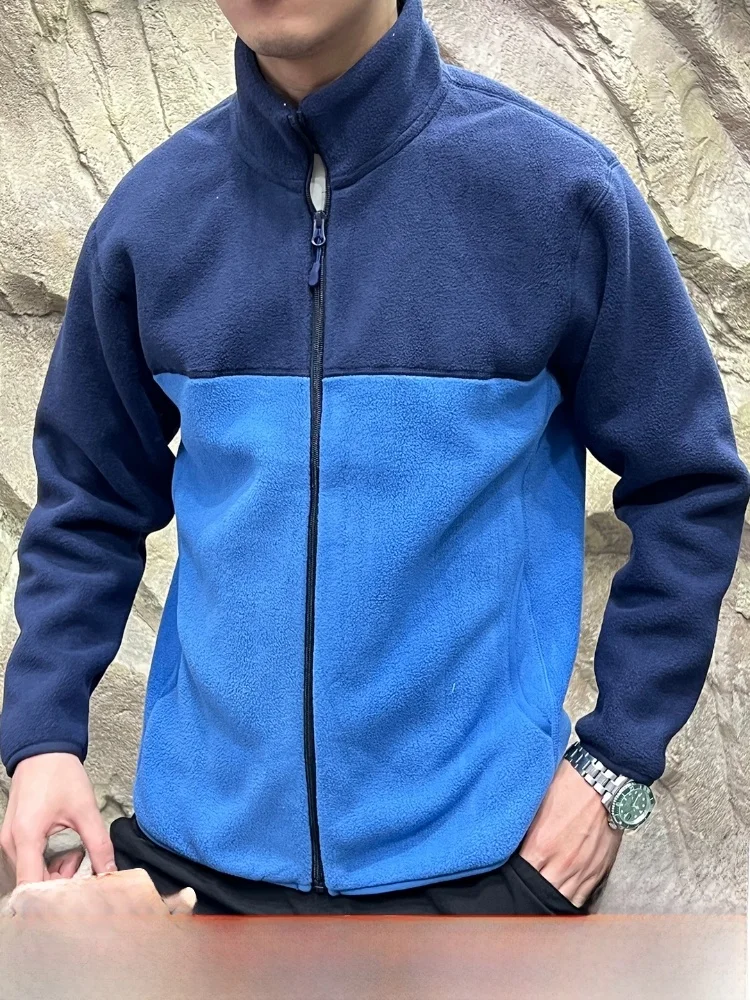 

Двустороннее пальто Fce Jaet на молнии, мужская теплая верхняя одежда, молодежная куртка-стойка из полиэфирного волокна, длинный воротник-стойка