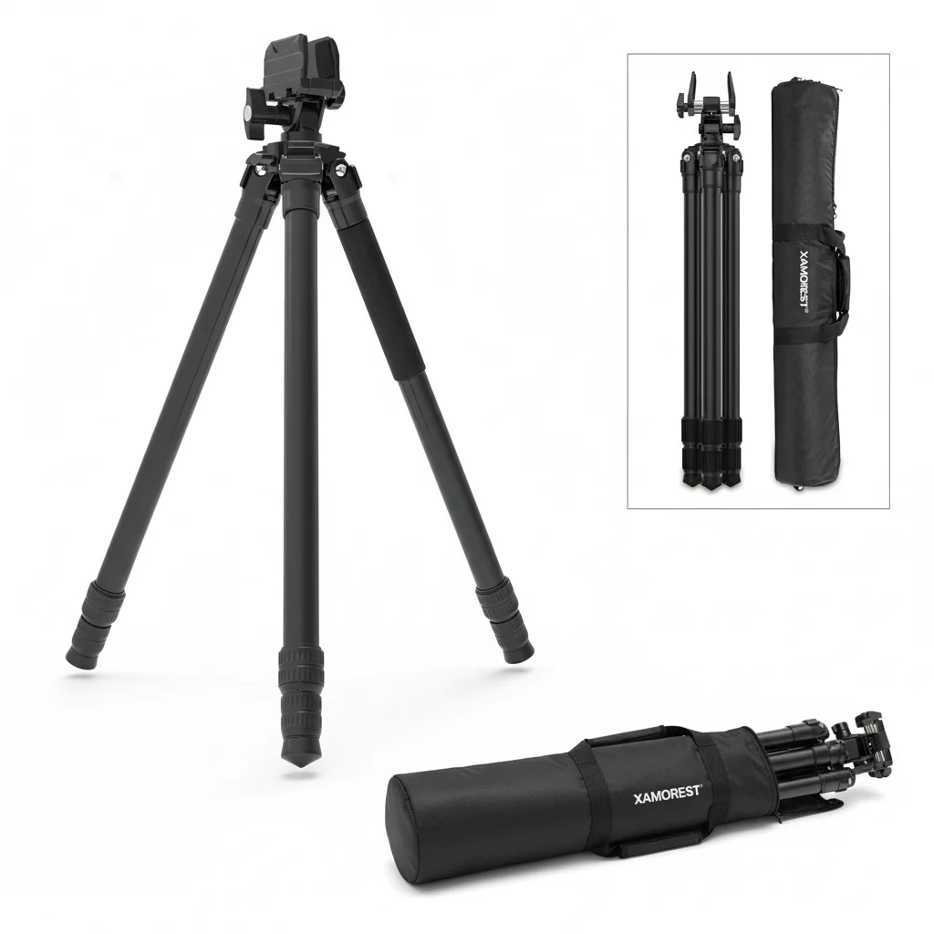 XAMOREST Tactical Hunting Tripod 36mm Legs, 40KG Heavy Duty Rifle Rest w/Clamp & Saddle Mount, Low Angle Shooting, 3-Yr Warranty