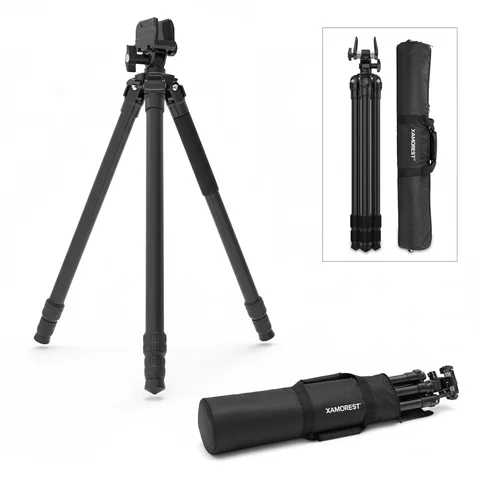 XAMOREST Tactical Hunting Tripod 36mm Legs, 40KG Heavy Duty Rifle Rest w/Clamp & Saddle Mount, Low Angle Shooting, 3-Yr Warranty