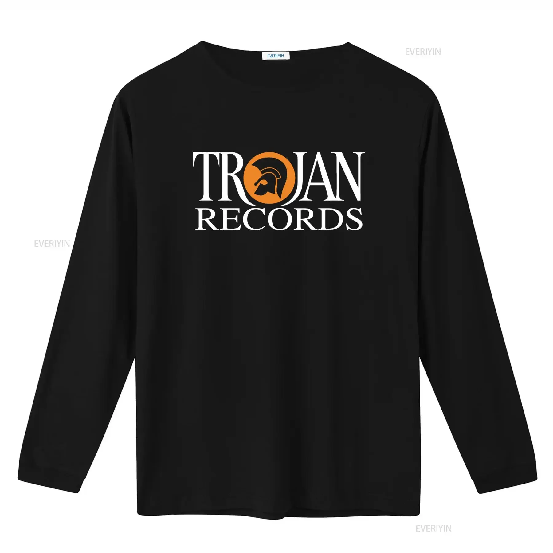 Trojan Records British Label Logo Men's T shirt Black White Size S 2XL Print Music Inspired Fashion Statement vintage Washed