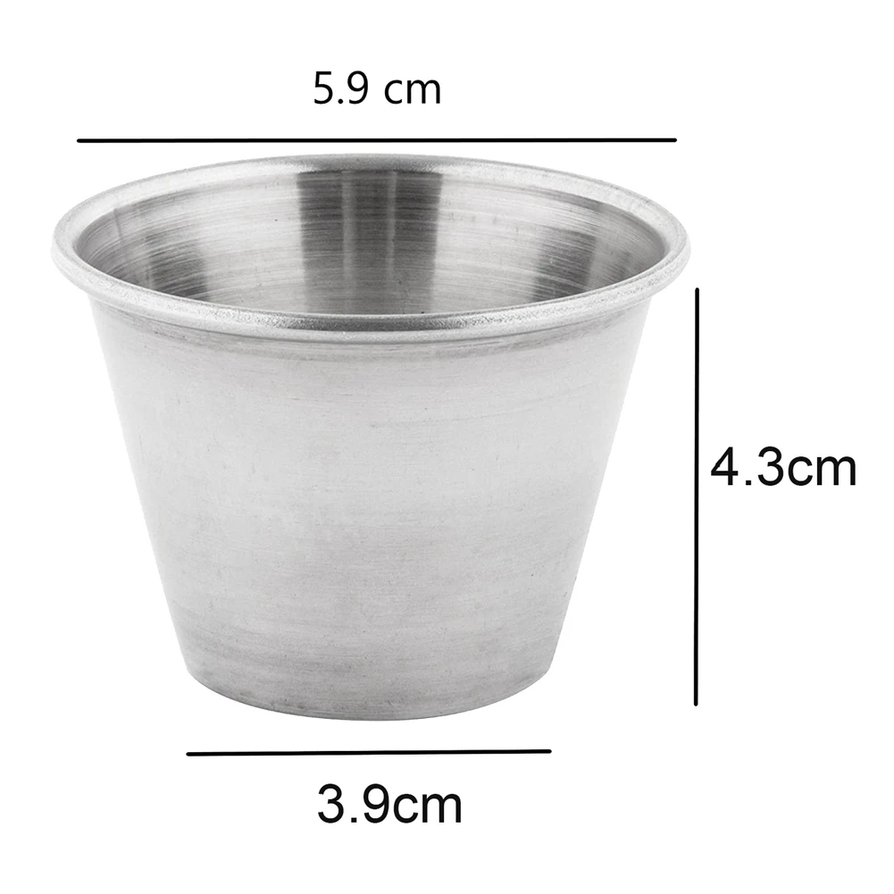 Zestaw 24 szt. - Wysokiej jakości szczotkowane stalowe miseczki na sosy, przyprawy, naczynia na ciepłe zapachy - 70 ml (2,5 oz) - AT64