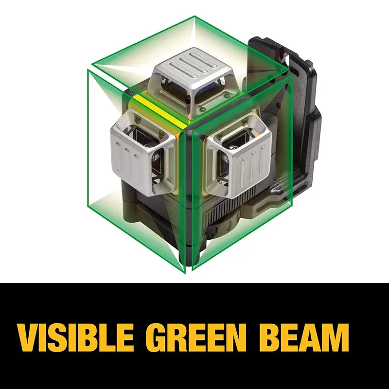 DEWALT-Nível Laser Verde com Bateria de Lítio, Fio Surround, 360 Graus, 12V, DW089LG, ao ar livre, em 3 lados