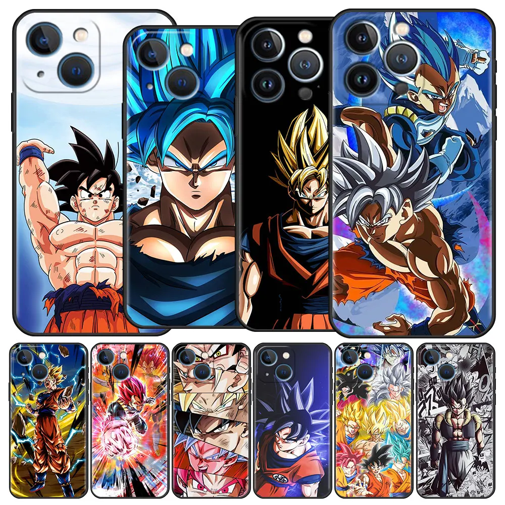 Funda Case For Apple iPhone 14 11 13 7 12 Pro 7 XR XS Max 8 Plus 6 14Pro 13Mini Black Soft Phone Coque Anime-Dragon-Ball