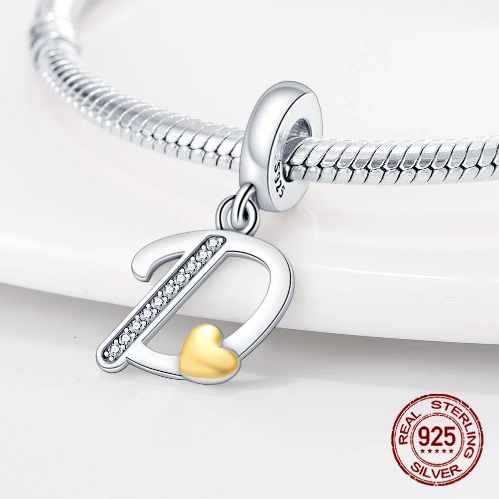 925 فضة رسالة مزيج حلية للنساء ، اسم الخرز ، يناسب أساور باندورا الأصلي ، صنع المجوهرات ، الأبجدية السحر