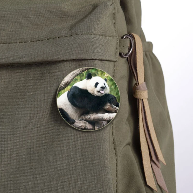 32/44/58mm Cute Pandas XiangXiang FuBao NuanNuan Round Brooch Cartoon Badge for Backpack Hat Jewelry Accessories Gifts