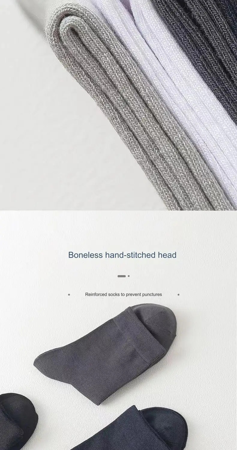 5 Paar neue Herren-Socken aus Bambusfaser, hochwertige einfarbige lange Business-Herrensocken, modische, atmungsaktive schwarze Freizeitsocken – Detail 5