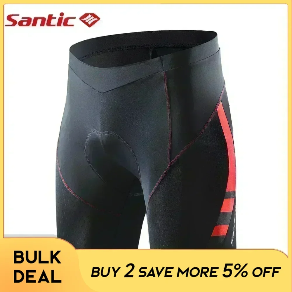 Santic Cycling Shorts Men Summer 4D Padded Shockproof Bicycle Riding Pants Reflective Breathable Quick-Dry MTB Bike Underwear