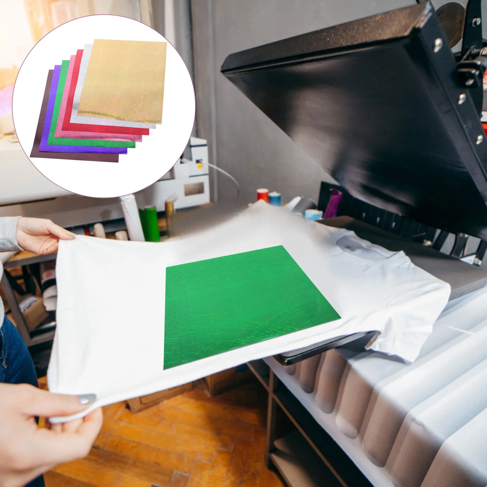 

7Pcs Holographic Htv Vinyl Iridescent Chrome Stripe DIY Heat Transfer Vinyl for T-Shirts Clothing Iron on Sheets Metallic Heat