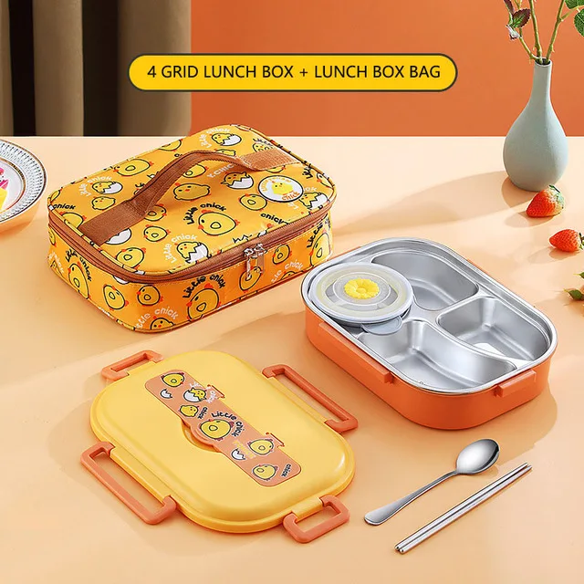 

304 Stainless Steel Insulation Lunch Box with Tableware Portable Bag Microwave Heating Storage Container