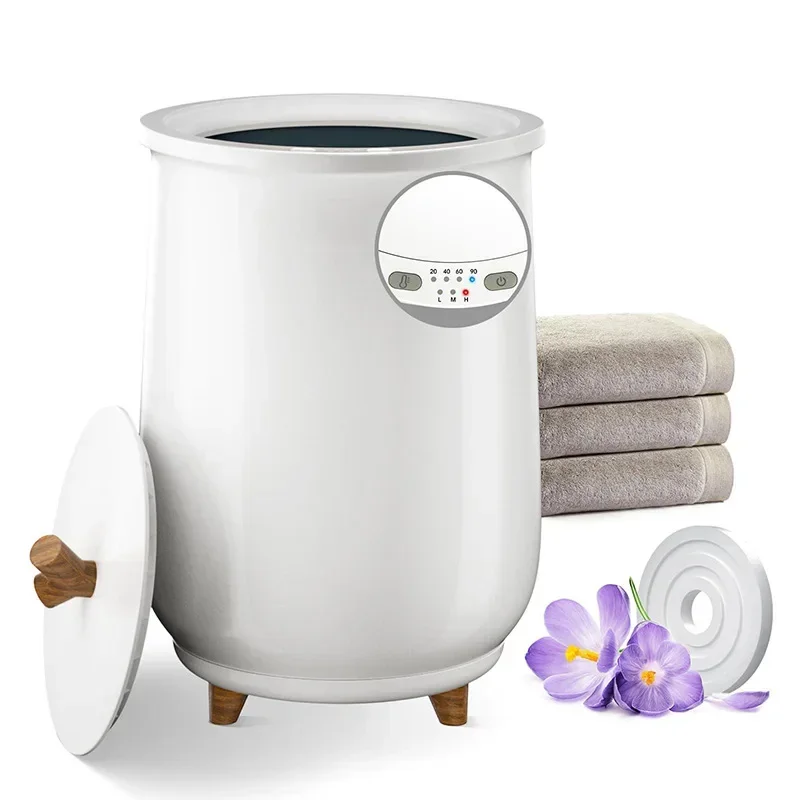 Deluxe bucket towel heater with timed adjustable temperature and aromatherapy tablets