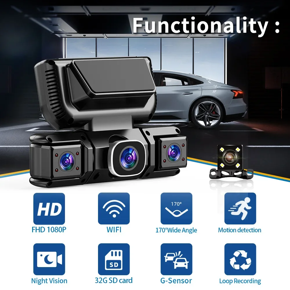 4Camera 360 Degrees Car DVR 1080P Video Recorder WIFI Dash Cam Front right left Rear View camera 24h Parking Monitor Gift