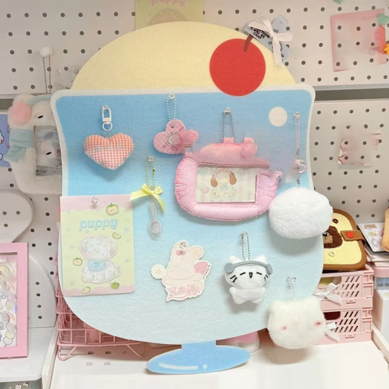 New Cute Summer Cherry Soda Felt Board Pain Board Small Card Felt Board Photo Wall Punch-free Room Decoration Board Props Gift