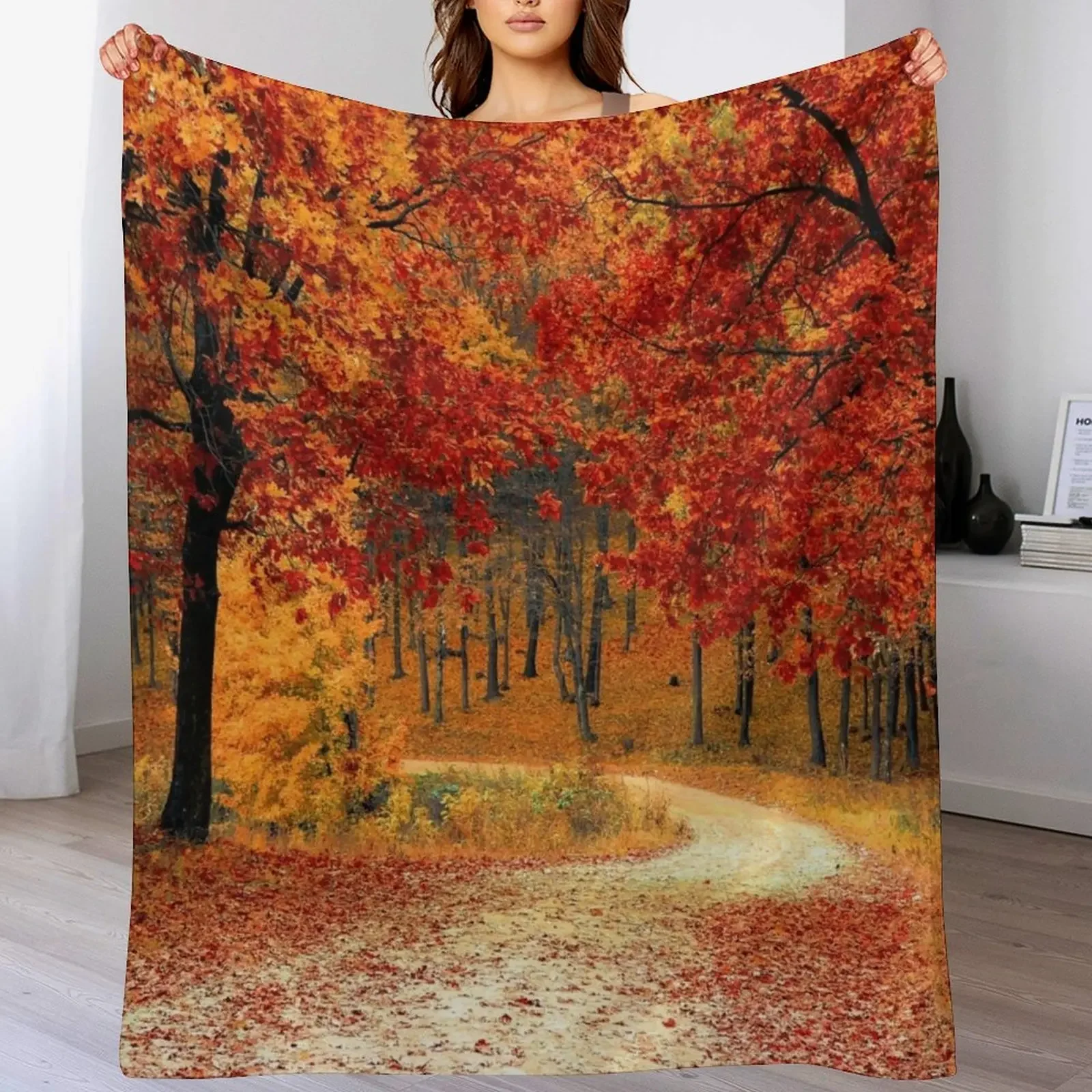 

Vermont Autumn Throw Blanket Flannel Fabric Custom sofa bed Baby Blankets