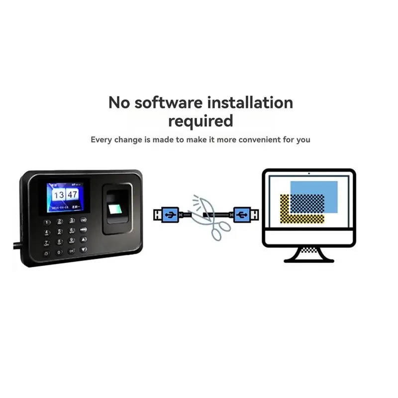 B27B Biometric Fingerprint Clock Recorder Time Attendance System Employee Recognition Recording Device Machine US Plug