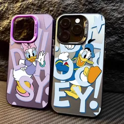 Disney Daisy Donald Duck Case for iPhone 16 15 14 13 12 11 Pro Max XS X XR 8 7 Plus SE 2020 Plating Matte Shockproof Back Cover