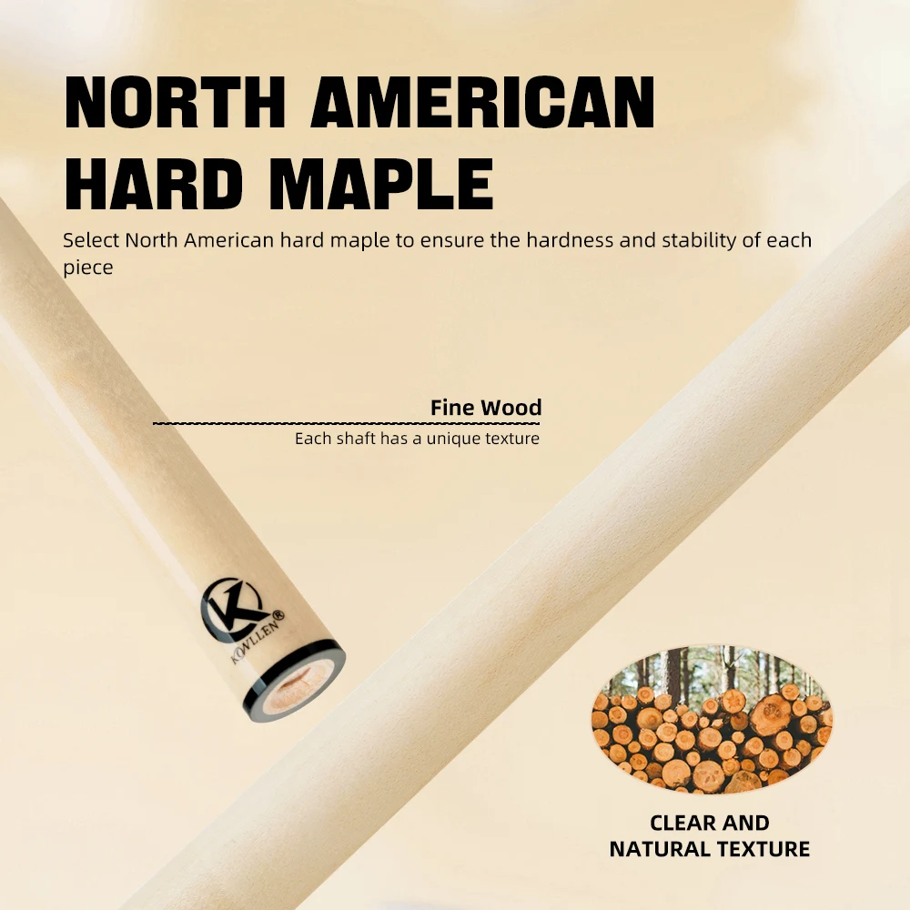 KONLLEN-eje de tecnología de madera de arce maciza, Kit de taco de billar, eje de 3/8x8, junta de pasador Radial, punta de 12,5mm, eje de tubo de fibra de carbono